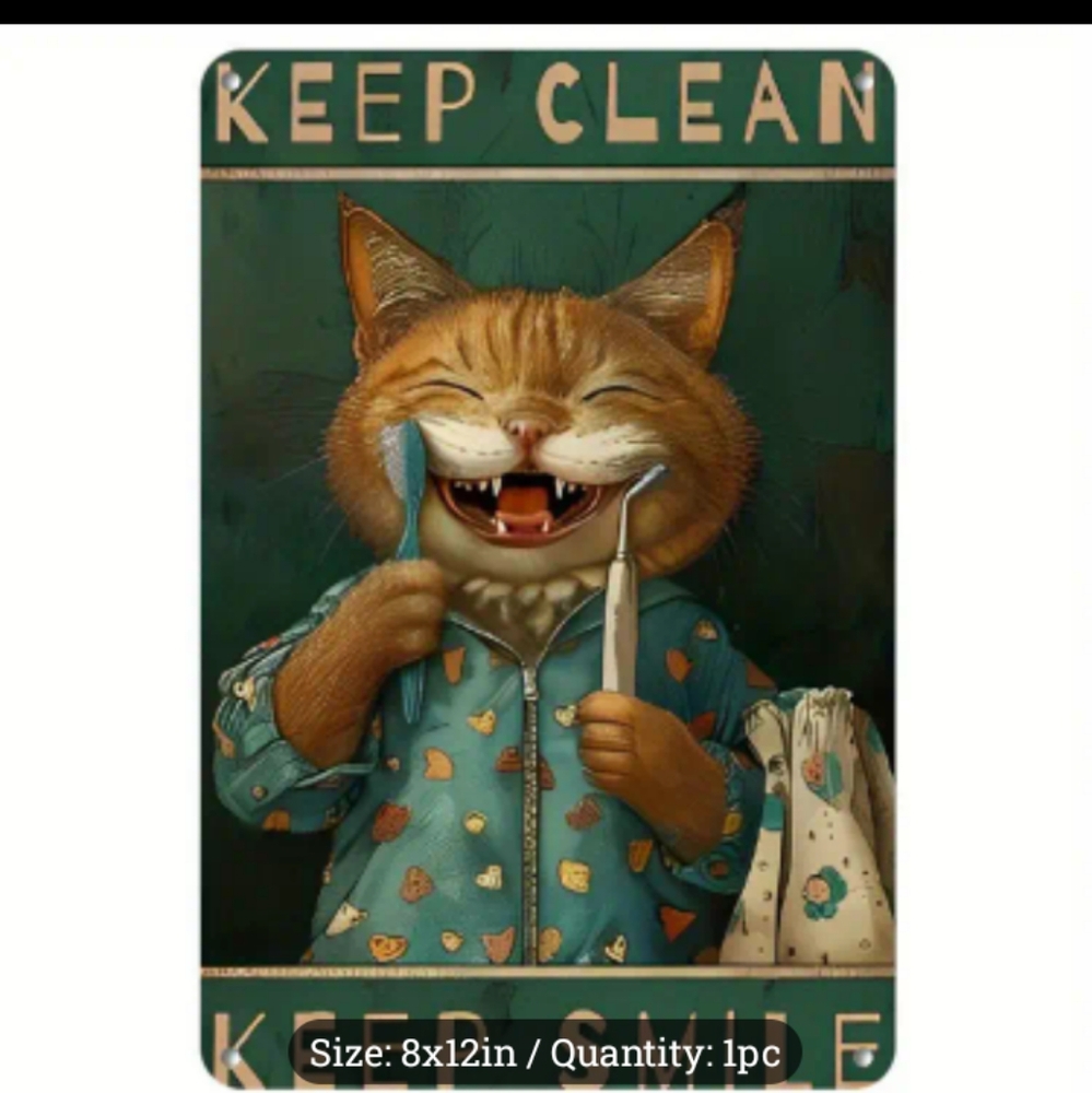 Cat Wall Art - Keep Clean Metal